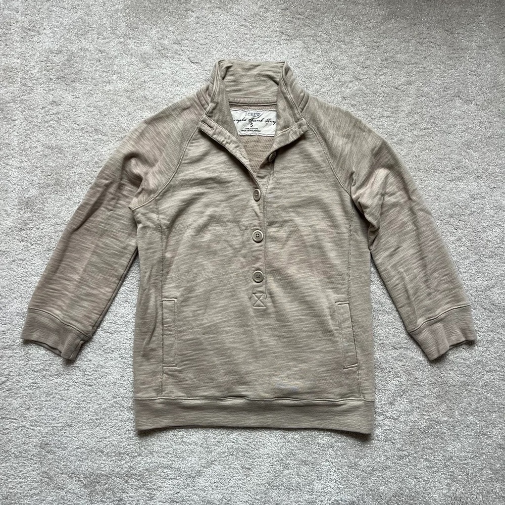 J. Crew Taupe Tan Rumpled French Terry Pullover Sweatshirt S